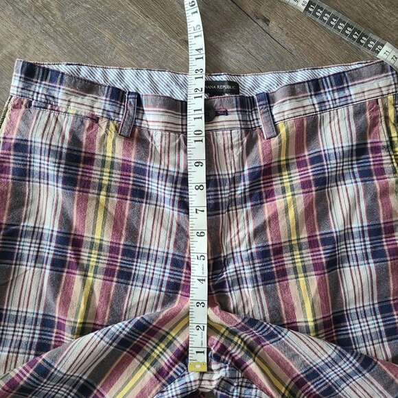 Banana Republic US Size 34 100% Cotton Plaid Multicolored Shorts 10" Inseam - Picture 11 of 12